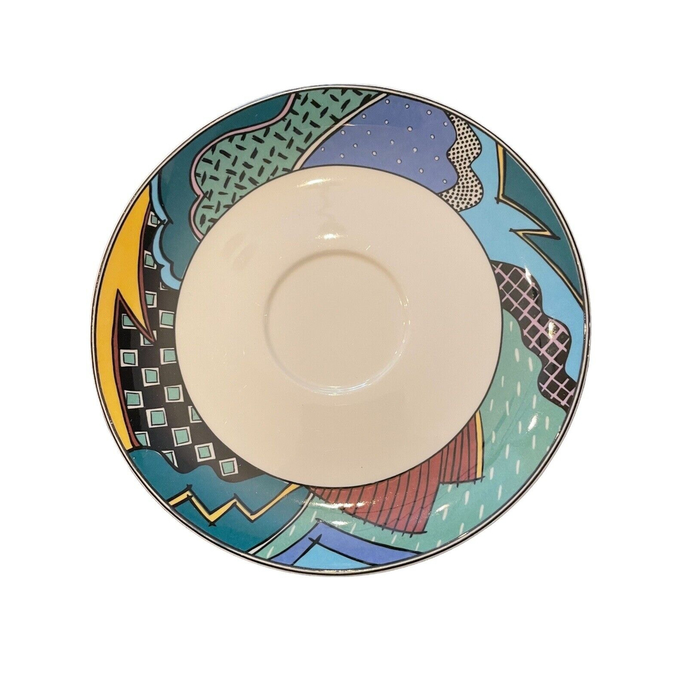 8 Christopher Stuart Optima HK100 Rave Saucers Discontinued Multicolor Rim 6.3in